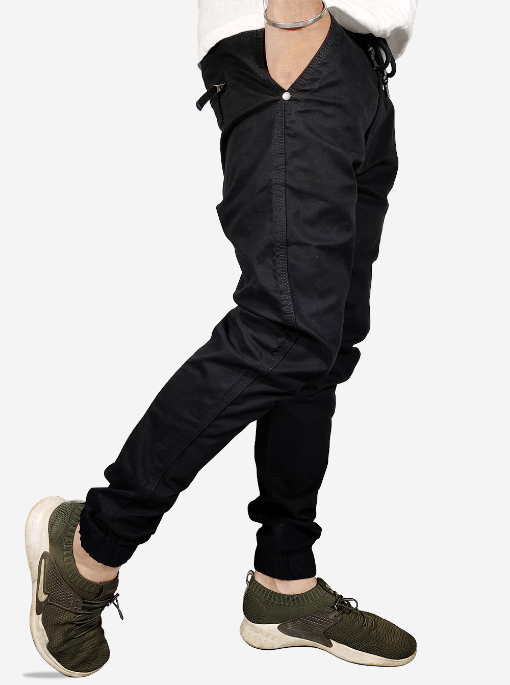 Plain Black Men 6 Pocket Cotton Jogger Pant, Casual Wear at Rs 650